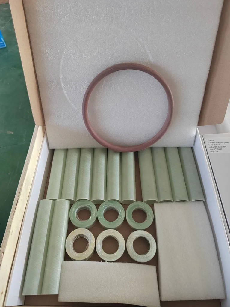 Flange isolation kit in protective packaging